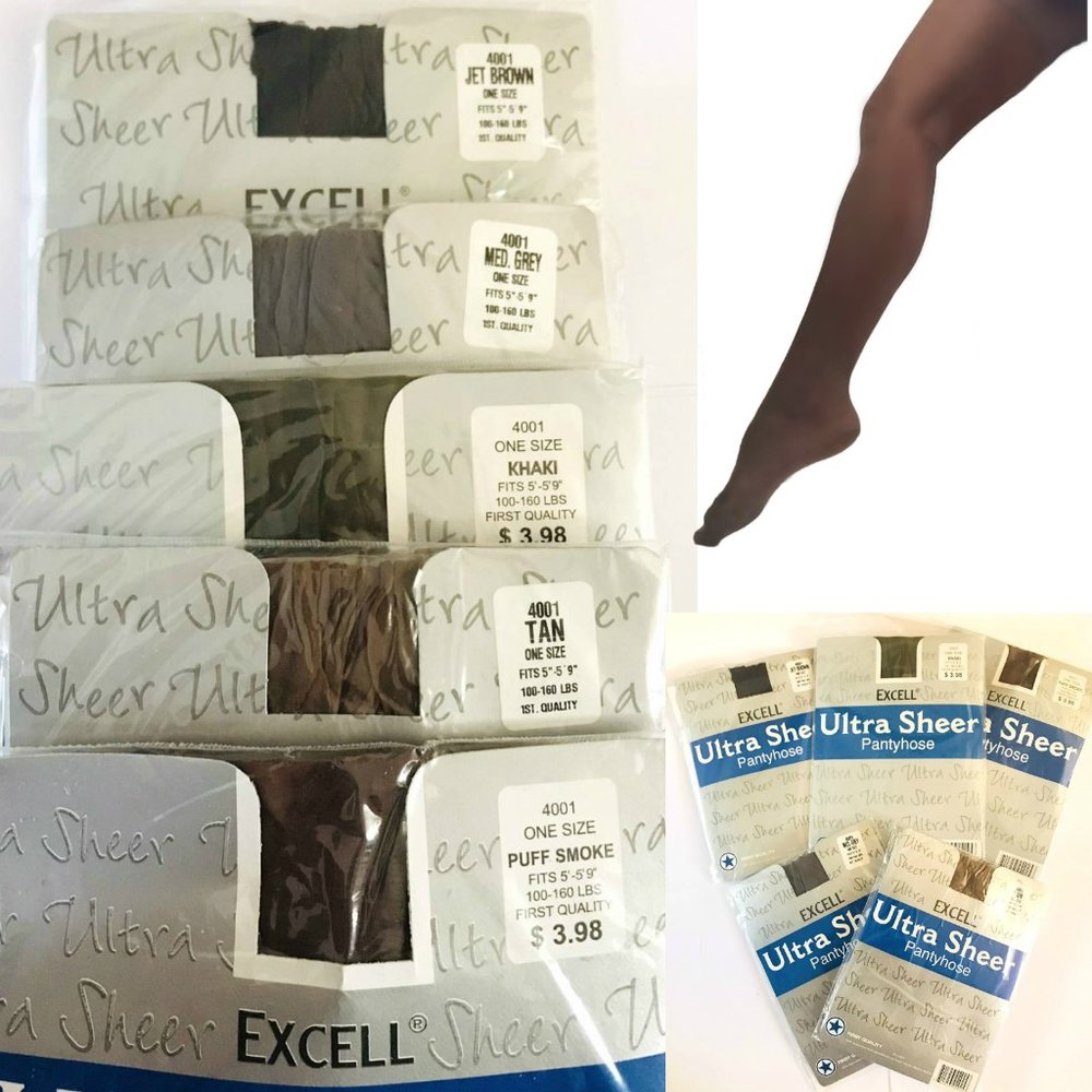 5-PACK Excell Ultra Sheer Pantyhose, One size, fits 5"-5'9", 100-160 lbs